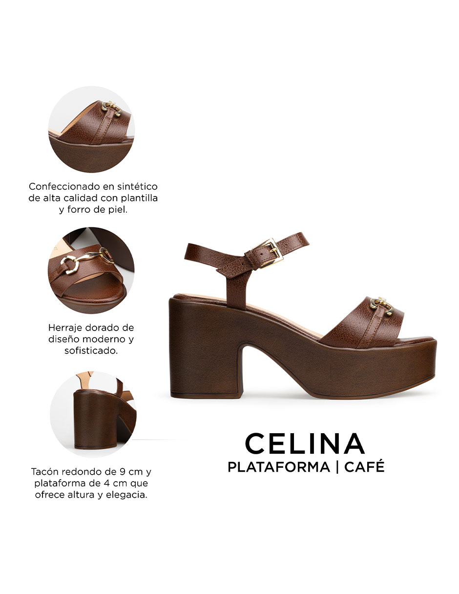 Zapatillas De Tacón Ancho Davenia De Plataforma Mod. Celina